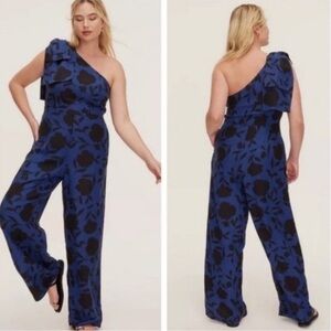 NWT Kate spade Blue Floral One-Shoulder Jumpsuit size 10